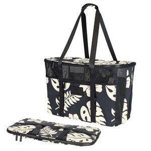 ALOHA Collection CleverMade Collapsible Beach Tote Bag With Palm Print NWT